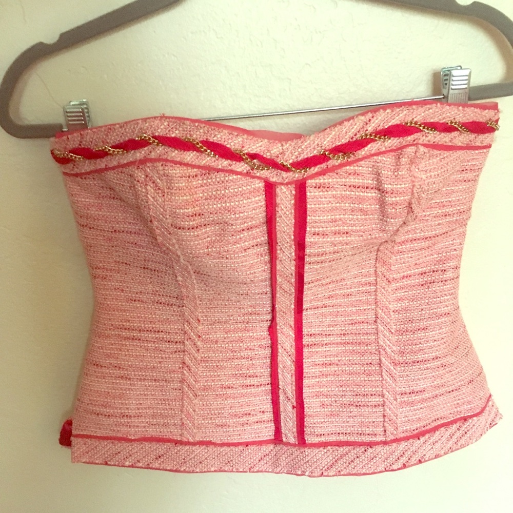 White House Black Market pink chain bustier top